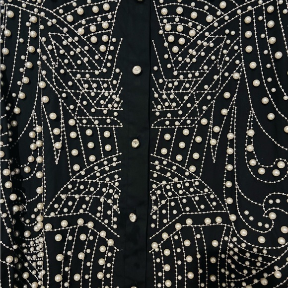 AKIRA Black and Silver Beaded Shirt - Picture 2 of 6